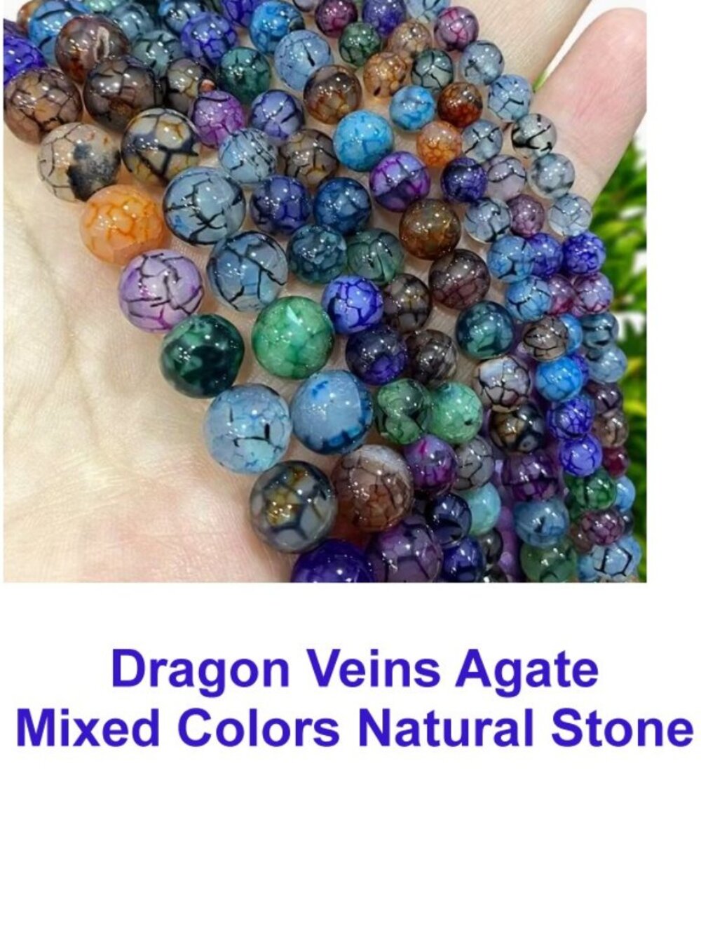 Dragon Veins Agate Mixed Colors Natural Stone  15" Strand